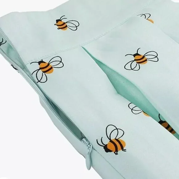 🐝 Floral Bee Print Pleated Midi Skirt – High Waist  Vintage-Inspired  Size M - Picture 5 of 6